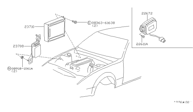 1987 Nissan 300ZX Engine Control Module Assembly Diagram for 23710-21P66