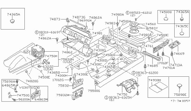 1987 Nissan 300ZX Clip RIVETTING Diagram for 01553-00303