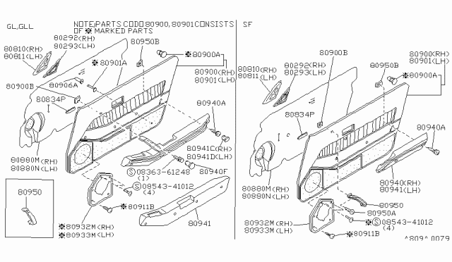 1985 Nissan 300ZX FINISHER Front DOORLH Diagram for 80901-04P17