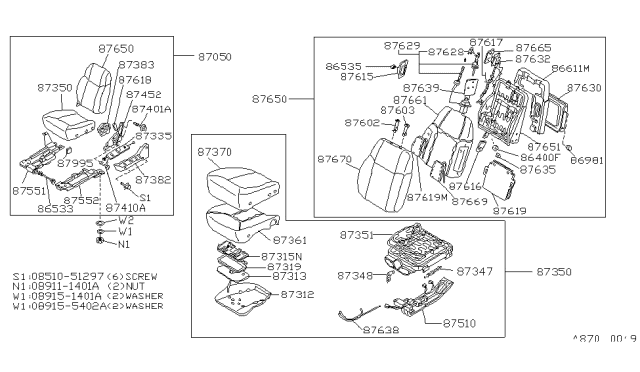 1984 Nissan 300ZX Board-Seat Back Diagram for 87640-04P11