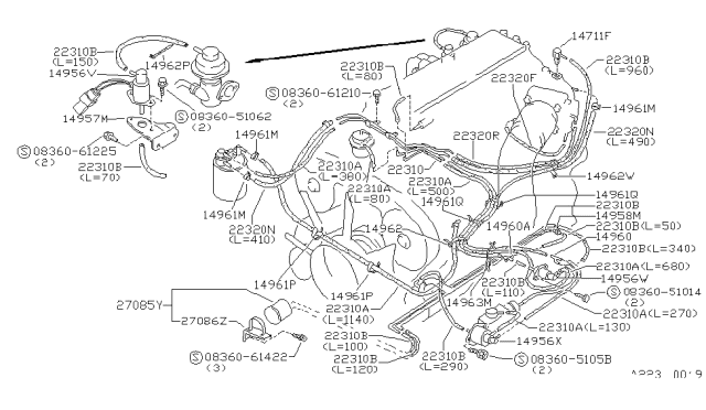 1987 Nissan 300ZX Hose Air CONECT Diagram for 02187-24923