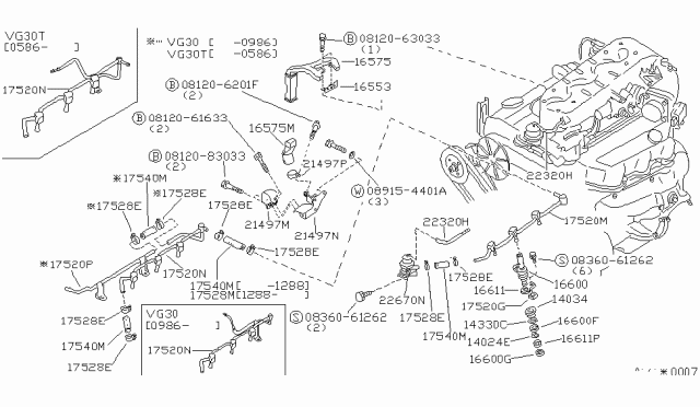 1985 Nissan 300ZX Pipe Assembly Fuel Diagram for 17522-V5220