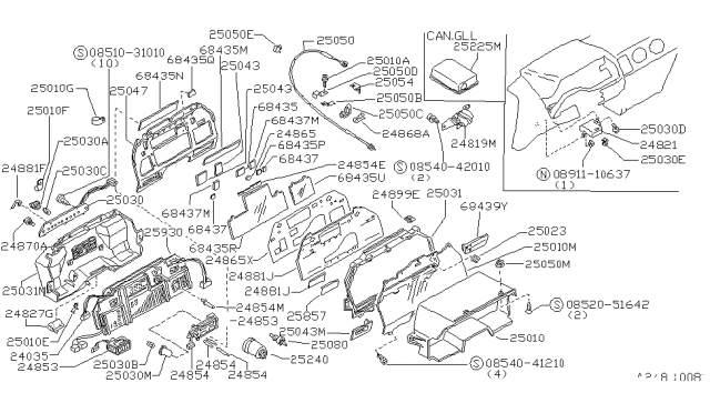 1984 Nissan 300ZX Gauge Oil Press Diagram for 25070-80W00