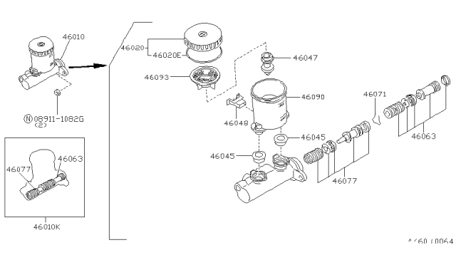 1986 Nissan 300ZX Master Cylinder Diagram for 46010-06F00