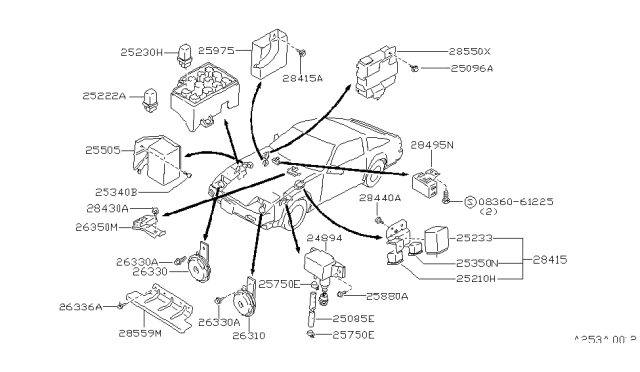 1989 Nissan 300ZX Horn Assy-Electric High Diagram for 25610-21P00