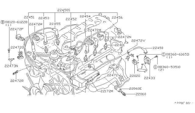 1989 Nissan 300ZX Knocking Sensor Diagram for 22060-56S10