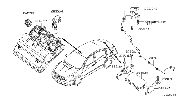 2010 Nissan Altima Antenna, IVCS Diagram for 28212-ZX60A