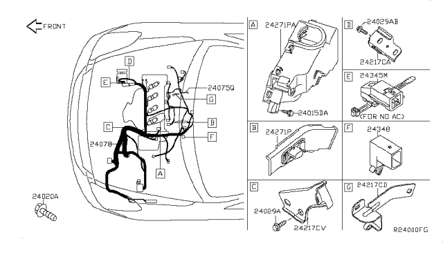 2007 Nissan Altima Bracket-Harness Clip Diagram for 24239-JA01D
