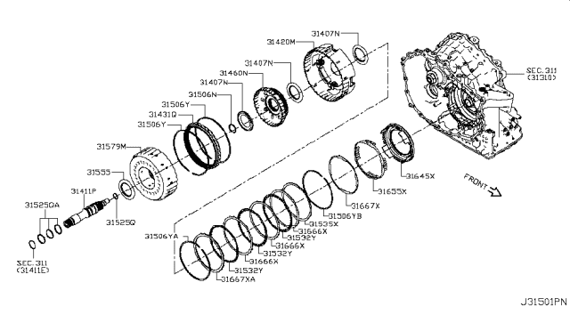 2008 Nissan Altima Shaft Input Diagram for 31411-3VX0A