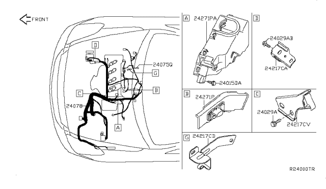 2011 Nissan Altima Bracket-Harness Clip Diagram for 24239-ZX01D
