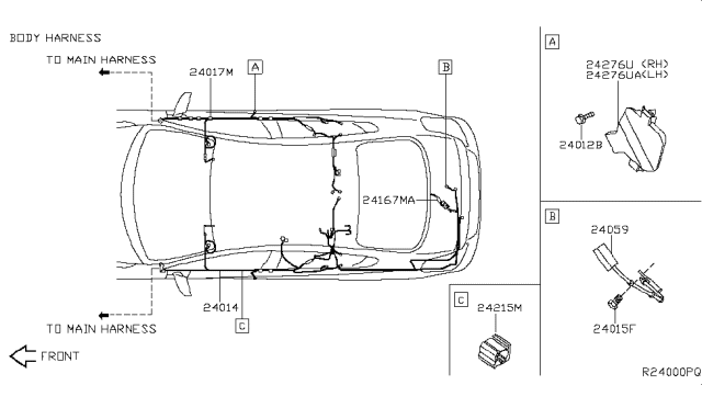 2009 Nissan Altima Harness-Body,NO2 Diagram for 24017-JA00A