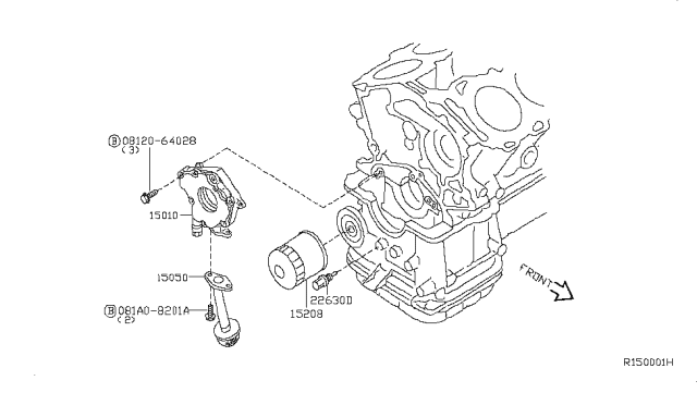 2012 Nissan Altima Oil Strainer Assembly Diagram for 15050-JA00A