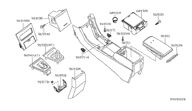 2008 Nissan Altima Lid-Console Box Diagram for 96920-JA41B