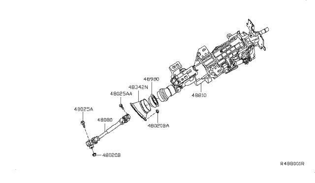 2007 Nissan Altima Joint Assembly-Steering,Lower Diagram for 48080-JA000
