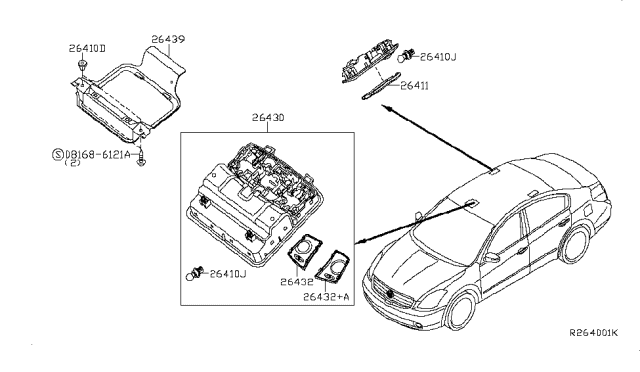 2010 Nissan Altima Lamp Assembly Map Diagram for 26430-ZX01B