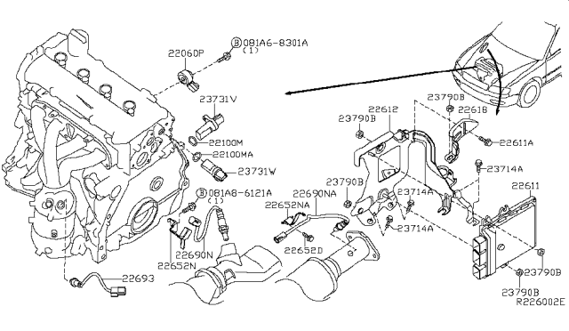 2010 Nissan Altima Engine Control Module Diagram for 23710-ZX12A