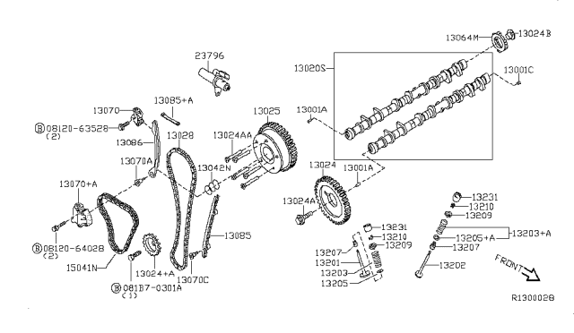 2009 Nissan Altima Chain-CAMSHAFT Diagram for 13028-ZX00A