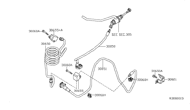 2010 Nissan Altima Tube Assy-Clutch Diagram for 30852-JA00A