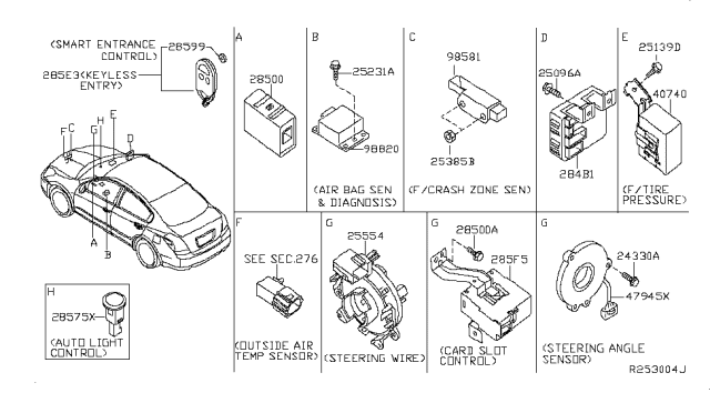 2008 Nissan Altima Sensor-Side AIRBAG Center Diagram for 98820-JA19A
