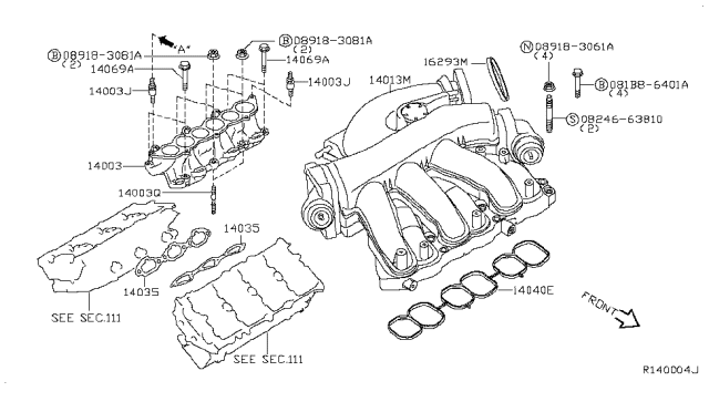 2007 Nissan Altima Stud Diagram for 14070-EA200