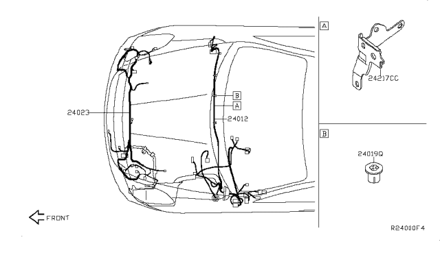 2008 Nissan Altima Bracket-Harness Clip Diagram for 24239-JA01C