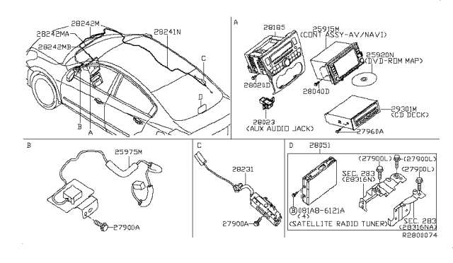 2010 Nissan Altima Deck-Cd Diagram for 28185-ZN40C