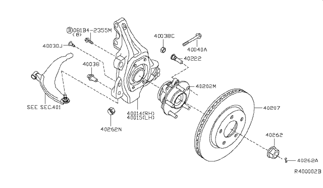 2011 Nissan Altima Hub Assembly-Road Wheel,Front Diagram for 40202-JA000