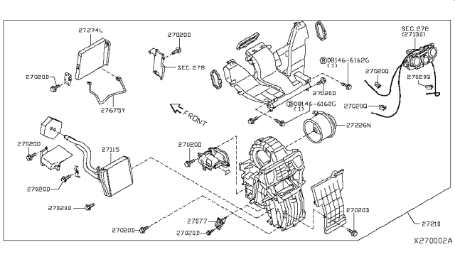 2016 Nissan NV Blower Case Assembly Diagram for 27210-3LN0A
