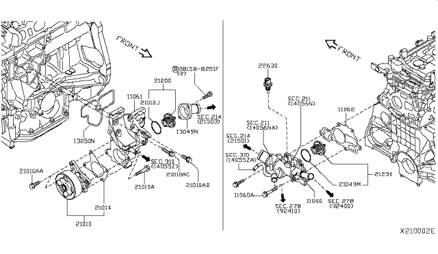 2015 Nissan NV Water Pump, Cooling Fan & Thermostat Diagram 1