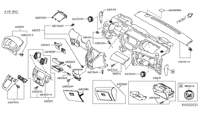 2017 Nissan NV Air Bag Assist Module Assembly Diagram for 98515-9SJ8A