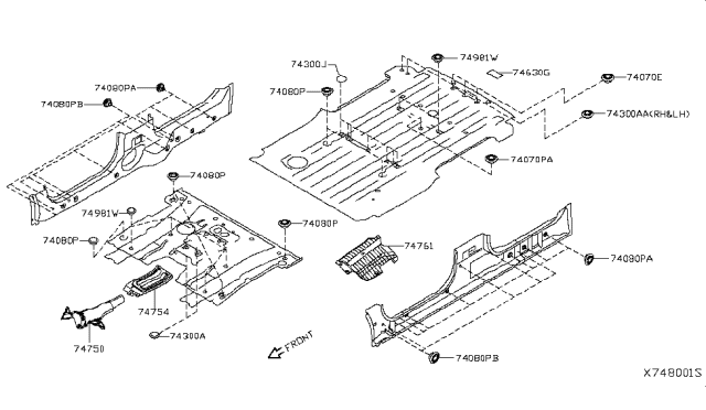 2015 Nissan NV Heat Insulator-Rear Floor Diagram for 74761-3LN0A