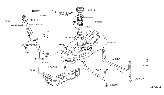 2015 Nissan NV Complete Fuel Pump Diagram for 17040-3LM0B
