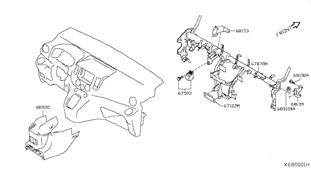 2015 Nissan NV Instrument Panel,Pad & Cluster Lid Diagram 1