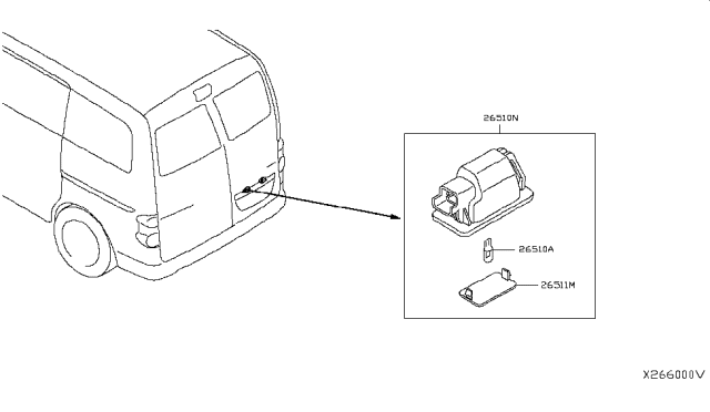 2015 Nissan NV Lens Licence Lamp Diagram for 26511-AU300
