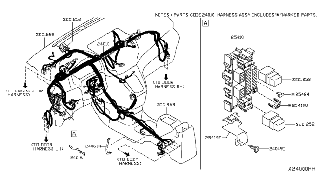 2016 Nissan NV Harness-Main Diagram for 24010-9SC0A