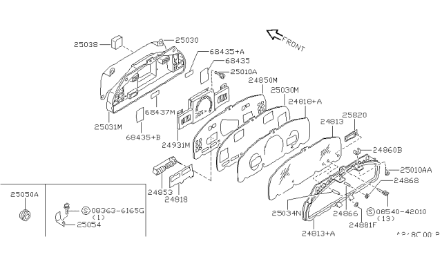 1992 Nissan Sentra Plate Printed Circuit Diagram for 24814-64Y67