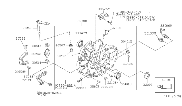 1994 Nissan Sentra Transmission Case & Clutch Release Diagram 1