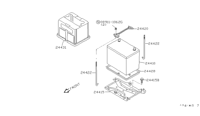 1993 Nissan Sentra Cover-Battery Diagram for 24490-65Y00