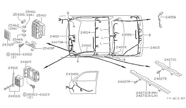 1994 Nissan Sentra Harness Assembly-Body Diagram for 24014-65Y65