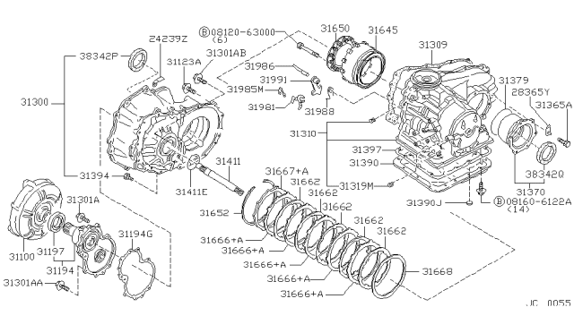 1991 Nissan Sentra RETAINER Assembly Diagram for 31650-01X02