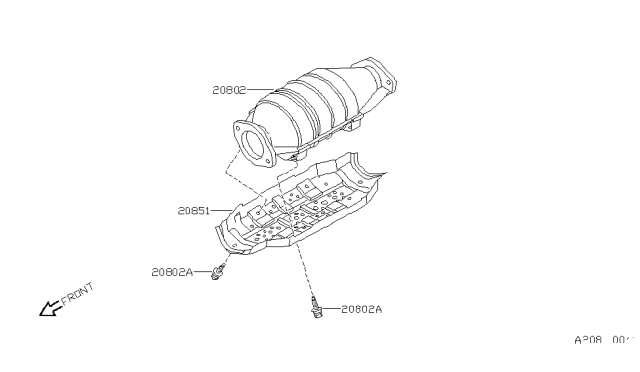 1993 Nissan Sentra Catalytic Converter With Shelter Diagram for 20800-56G28