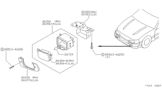 1991 Nissan Sentra Rim-Fog Lamp,LH Diagram for 26157-66Y00