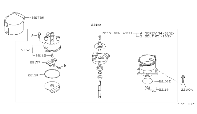 1991 Nissan Sentra Coupling Set Diagram for 22119-77A01