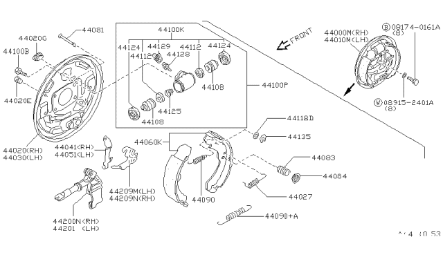 1993 Nissan Sentra Lever-Toggle,LH Diagram for 44051-50C10