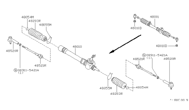 1993 Nissan Sentra BELLOWS Assembly Diagram for 48203-Q5600