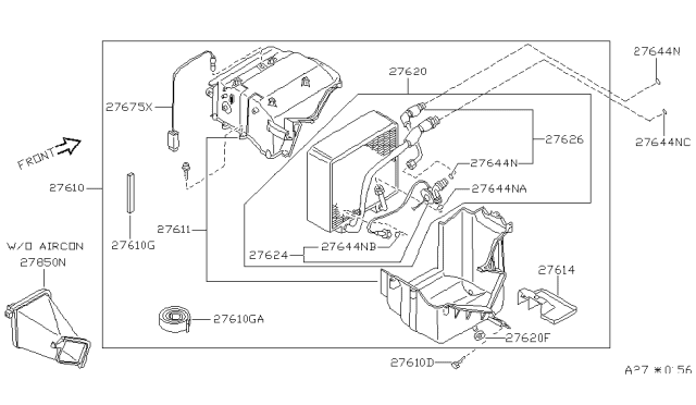 1992 Nissan Sentra Ventilation Door Diagram for 27850-62J01