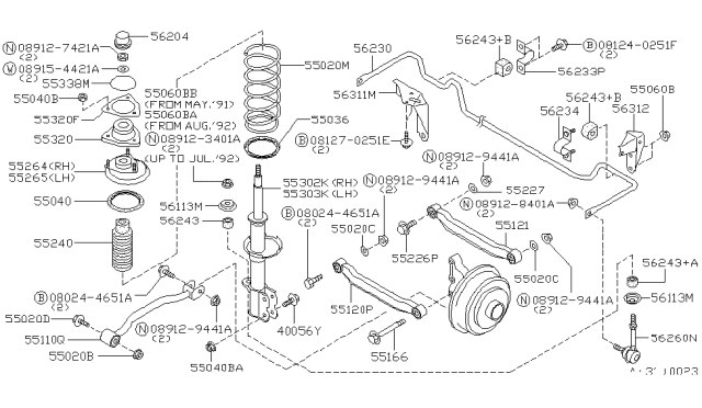 1992 Nissan Sentra Strut Kit-Rear Suspension,RH Diagram for 55302-Q5625