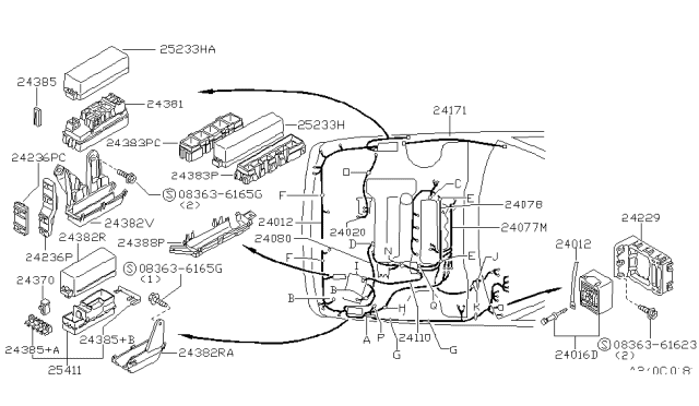 1994 Nissan Sentra Clip Connector Diagram for 24346-65Y00