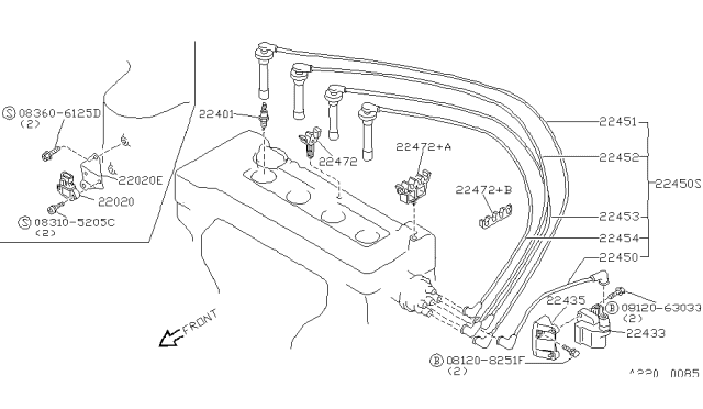1993 Nissan Sentra Screw Machine Diagram for 08310-5205C