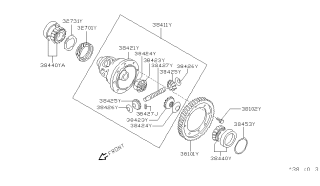 1993 Nissan Sentra Bearing-Differential Side Diagram for 31408-31X05